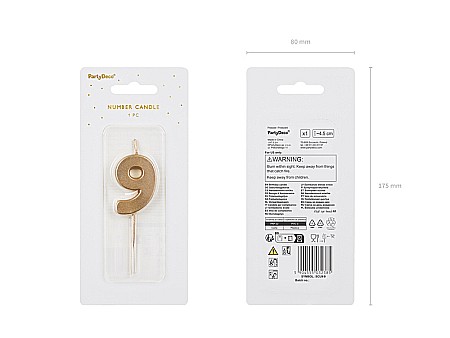 PD LUMANARI TORT Number 9, gold, 4.5cm SCU9-9 [1]