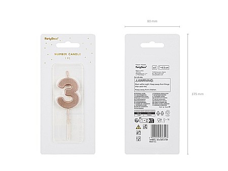 PD LUMANARI TORT Number 3, rose-gold, 4.5cm SCU12M-3-019R [2]