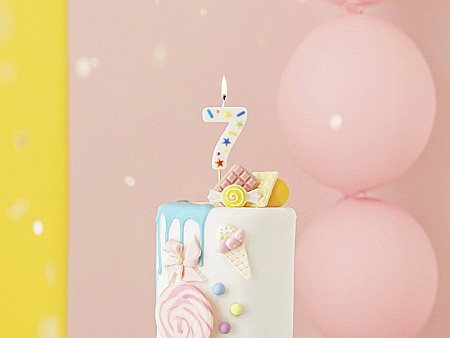 PD LUMANARI TORT Number 7, white confetti, 5.5cm SCU11-7 [1]