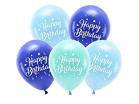 ARTICOLE PARTY - PD BALOANE Eco Balloons 26cm, Happy Birthday, blue 5/set ECO26P-201-001-5