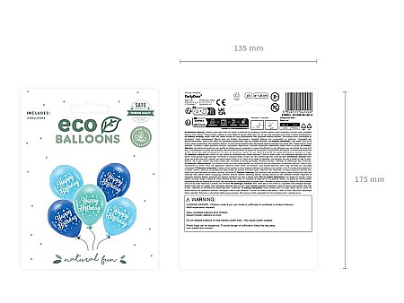 PD BALOANE Eco Balloons 26cm, Happy Birthday, blue 5/set ECO26P-201-001-5 [1]