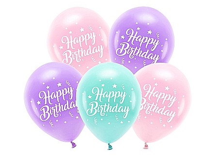 ARTICOLE PARTY - PD BALOANE Eco Balloons 26cm, Happy Birthday, pink 5/set ECO26P-201-081-5