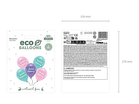 PD BALOANE Eco Balloons 26cm, Happy Birthday, pink 5/set ECO26P-201-081-5 [1]