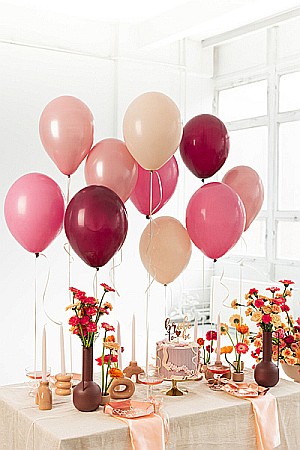 PD BALOANE Latex balloons set, 27-30cm, metallic rose gold, pastel prune-pink, mix 10/set ZBL2 [2]