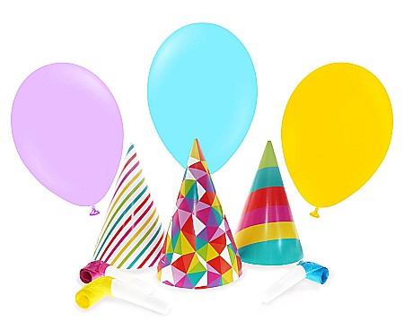 Seturi hazlii party - GOD SET PARTY MIC CU 3 BALOANE, 3 TROMPETE SI 3 COIFURI  PZ-BALM