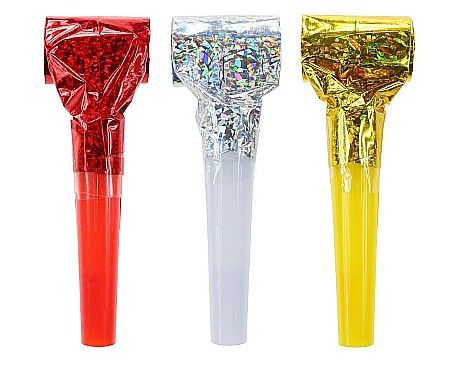 Figurine, Ornamente Pasla /Lemn/ Moos - GOD FLUIERE DIN HARTIE PARTY Holographic blowouts 3/set PZ-TRH3