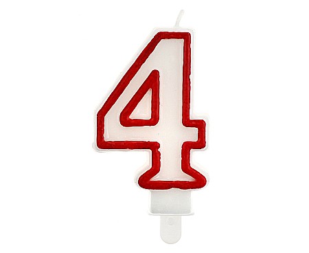 Decoratiuni/ Lumanari Tort/ Briose - GOD LUMANARI TORT Number 4, red outline, 7cm PF-SCC/4