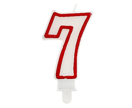 ARTICOLE PARTY - GOD LUMANARI TORT Number 7, red outline, 7cm PF-SCC/7