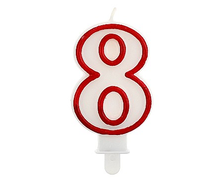 ARTICOLE PARTY - GOD LUMANARI TORT Number 8, red outline, 7cm PF-SCC/8