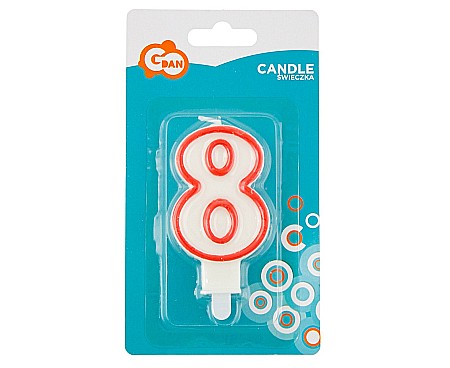 GOD LUMANARI TORT Number 8, red outline, 7cm PF-SCC/8 [1]