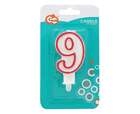 GOD LUMANARI TORT Number 9, red outline, 7cm PF-SCC/9 [1]