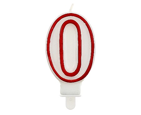 Decoratiuni/ Lumanari Tort/ Briose - GOD LUMANARI TORT Number 0, red outline, 7cm PF-SCC/0