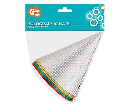 GOD COIF DIN CARTON Paper hats, Holographic, assorted colours, 6/set ZM0011/6 [1]