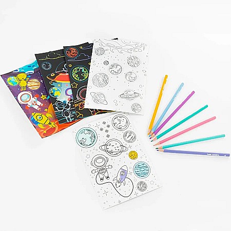 DE CARTE DE COLORAT SCRATCH ART BOOK 5 COLI + STICKERE COSMOS GLOW IN THE DARK KIDEA SCWKKKA [3]