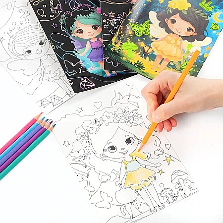 DE CARTE DE COLORAT SCRATCH ART BOOK 5 COLI + STICKERE MAGIC GLOW IN THE DARK KIDEA SCWKMKA [2]