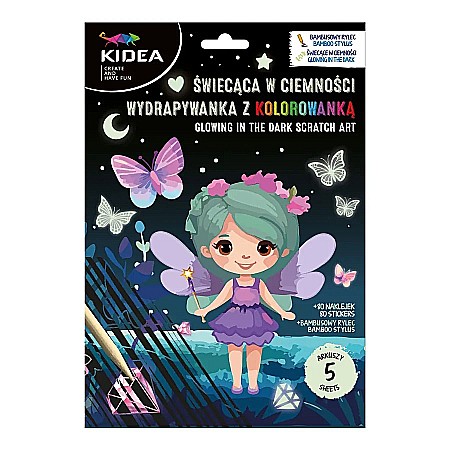 DE CARTE DE COLORAT SCRATCH ART BOOK 5 COLI + STICKERE MAGIC GLOW IN THE DARK KIDEA SCWKMKA [5]