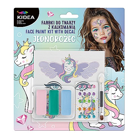 HOBBY - DE SET PICTURA PE FATA CU 3 CULORI, STICKERE SI DIAMANTE UNICORN KIDEA FDTDKUKA