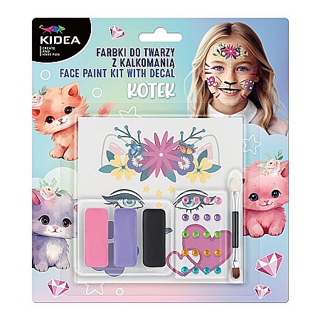 HOBBY - DE SET PICTURA PE FATA CU 3 CULORI, STICKERE SI DIAMANTE PISICUTA KIDEA FDTDKKOKA