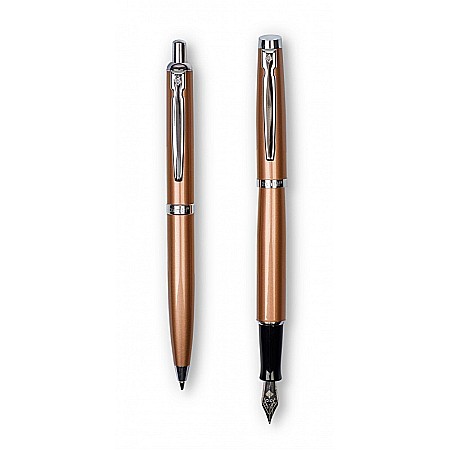 RECHIZITE SCOLARE - AS SET STILOU + PIX ZENITH ELEGANCE METALIC AUR ROZ IN CUTIE CADOU 7600204