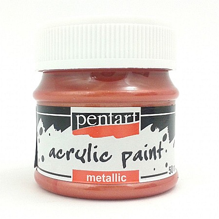 Culori Acrilice Metalizate - CA VOPSEA ACRILICA METALIZATA PENTART 50ML ROSU ARAMA 74047