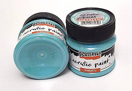Culori Acrilice Metalizate - CA VOPSEA ACRILICA METALIZATA PENTART 50ML CRAZY TURCOAZ 9806