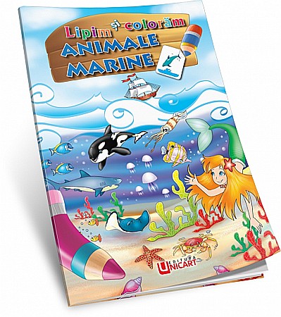 Carti de Colorat - UP CARTE COLORAT A4 LIPIM SI COLORAM ANIMALE MARINE