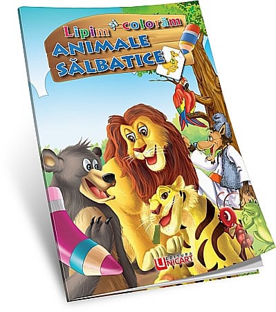 Carti de Colorat - UP CARTE COLORAT A4 LIPIM SI COLORAM ANIMALE SALBATICE