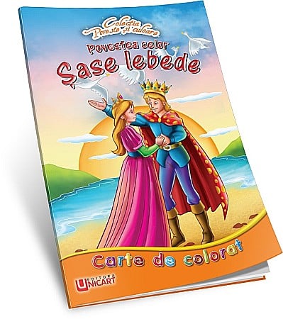 Carti de Colorat - UP CARTE COLORAT SI POVESTE A4  POVESTEA CELOR SASE LEBEDE