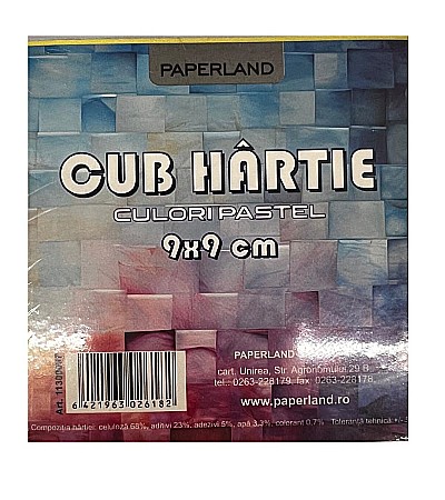 ORGANIZARE SI ARHIVARE - PA CUB HARTIE CULORI PASTEL  500 COLI  9*9CM 80g 11300097