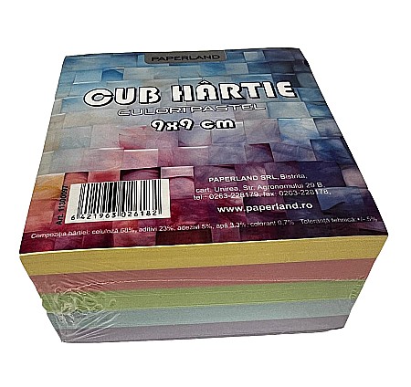 PA CUB HARTIE CULORI PASTEL  500 COLI  9*9CM 80g 11300097 [1]