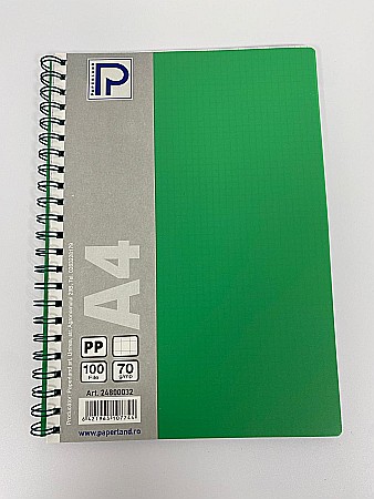 PA CAIET A4 100F 70g PATRATELE COPERTA PLASTIC SPIRA 24800032 [2]