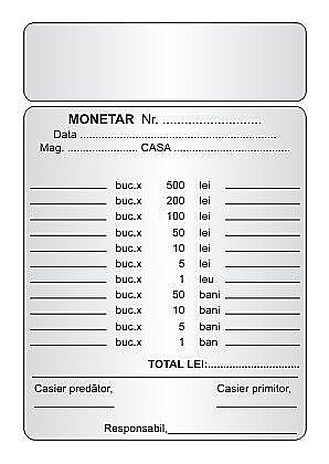 HARTIE PRODUSE DIN HARTIE - GOL MONETAR AUTOCOPIATIV A6
