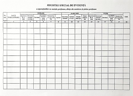 GOL REGISTRU EVIDENTA A METALELOR PRETIOASE [1]