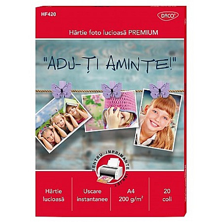 HARTIE PRODUSE DIN HARTIE - ADA HARTIE FOTO LUCIOASA DACO A4 200GR 20 COLI HF420