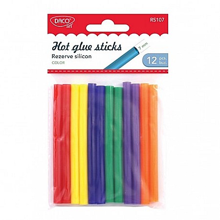 Lipici/ Adezivi/ Pistoale silicon - ADA REZERVA SILICON DACO 7MM 12/SET RS107 COLOR