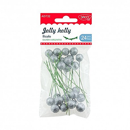 Figurine, Ornamente Pasla /Lemn/ Moos - ADA ACCESORII CRAFT DACO ILICELE ARGINTII 24 PIESE AD732