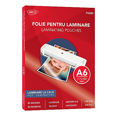 APARATURA PENTRU BIROU - ADA FOLIE LAMINAT DACO A6 (111*554mm) 80 MICONI 100/TOP FO680