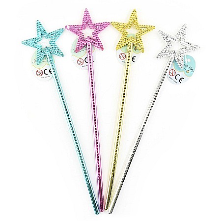 Accesorii costume kids - ROB BAGHETA MAGICA PARTY 34CM GLITTER FORMA STEA CULORI ASORTATE 31065