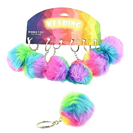 MIJLOACE DE PREZENTARE - ROB BRELOC CHEI 8CM FLUFFY RAINBOW 52353
