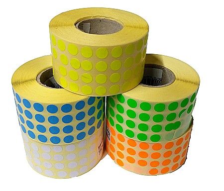 MARCARE SI ETICHETARE - ROM ROLA PRET BULINE MICI 10*10 MM, 13480 ETICHETE/ ROLA COLOR