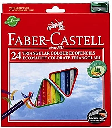 LEC CREIOANE COLORATE FABER-CASTELL ECO TRIUNGHIULARE CU ASCUTITOARE 24/SET FC120524