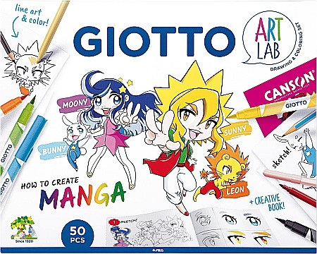 Seturi Creative pentru Copii - FIL KIT CREATIV GIOTTO ART LAB 50 PIESE HOW TO CREATE MANGA ART LAB 582300