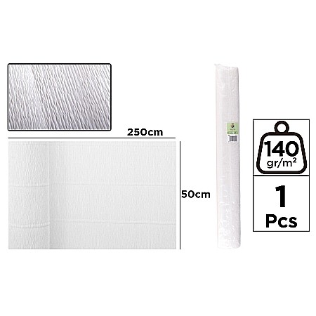 RECHIZITE SCOLARE - HARTIE CREPONATA FLORISTICA IPB 50*250CM 140GR ALBA PF900