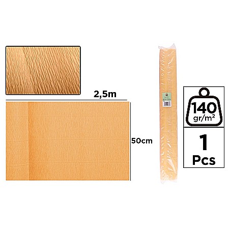 RECHIZITE SCOLARE - HARTIE CREPONATA FLORISTICA IPB 50*250CM 140GR PORTOCALIU PF976