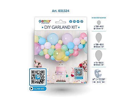 GOD GHIRLANDA DIN BALOANE GEMAR DIY Pastel mix, 2m, 65/set 031324 [1]