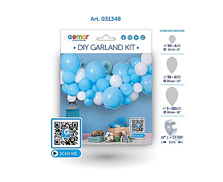 GOD GHIRLANDA DIN BALOANE GEMAR DIY Baby Blue, 2m, 65/set 031348 [2]