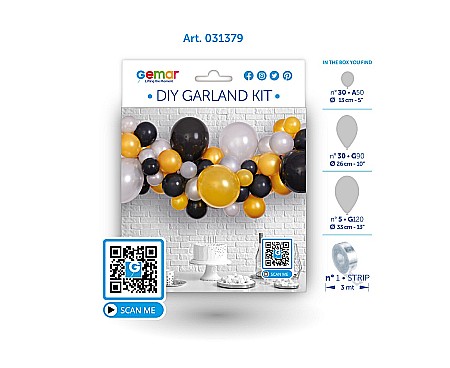 GOD GHIRLANDA DIN BALOANE GEMAR DIY Silver- Gold- Black, 2m, 65/set 031379 [2]