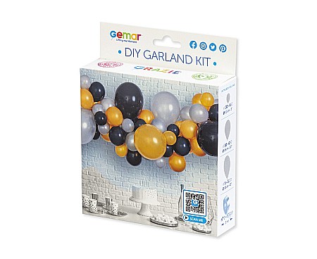GOD GHIRLANDA DIN BALOANE GEMAR DIY Silver- Gold- Black, 2m, 65/set 031379 [3]
