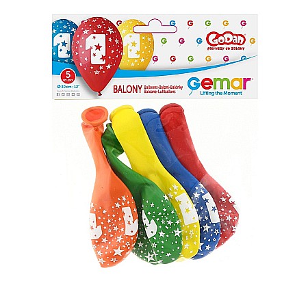 GOD BALOANE LATEX DIGIT PRINT 1 30CM PASTEL MIX 5/SET GS110/1 [1]