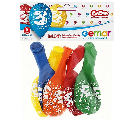 GOD BALOANE LATEX DIGIT PRINT 3 30CM PASTEL MIX 5/SET GS110/3 [1]